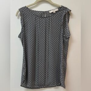 LOFT Black and White Diamond Print Blouse